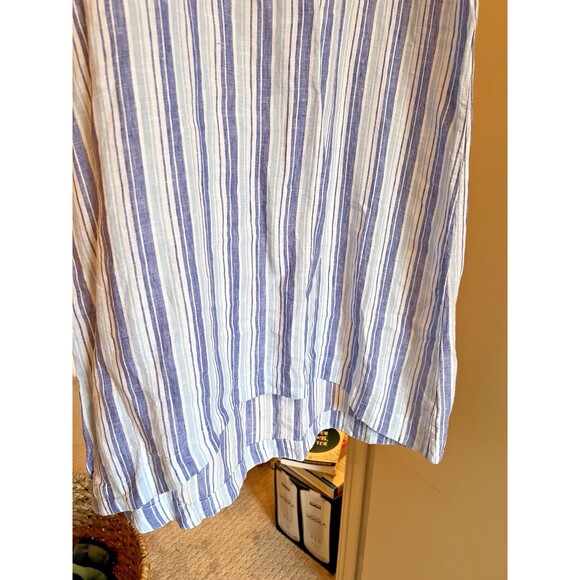 Saks Fifth Avenue Dress Women’s Small White Blue Stripe 100% Linen NWT Summer - Picture 4 of 11
